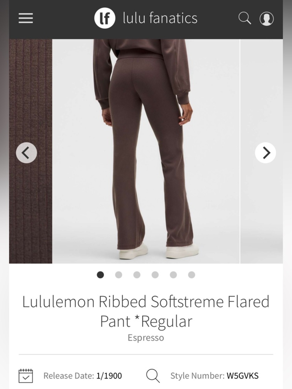 NWOT Lululemon Softstreme Ribbed Flare Pant Espresso